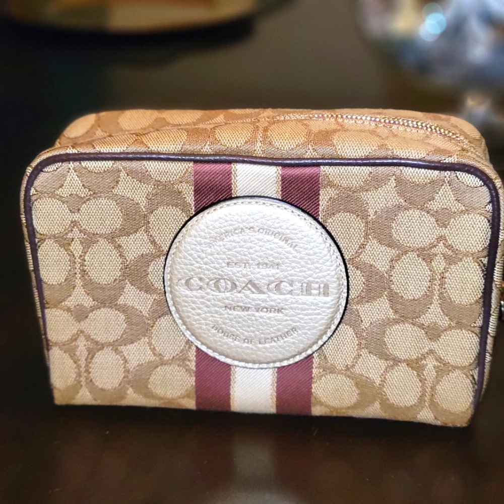 Coach Signature Stripe Cosmetic Bag